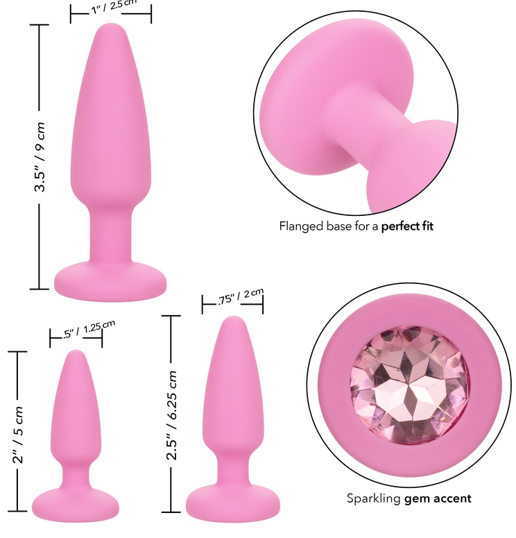 CalExotics First Time Crystal Booty Kit – 3-piece beginner anal plug 