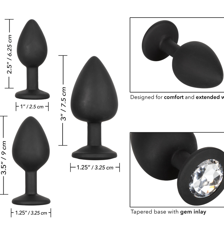 CalExotics Silicone Gem Anal Kit – 3-piece anal plug training se