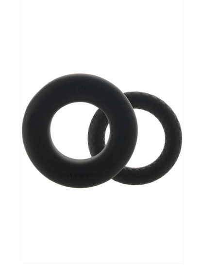 CalExotics Link Up Optimum Vibrating Ring Set – Black with Dual Silicone Rings