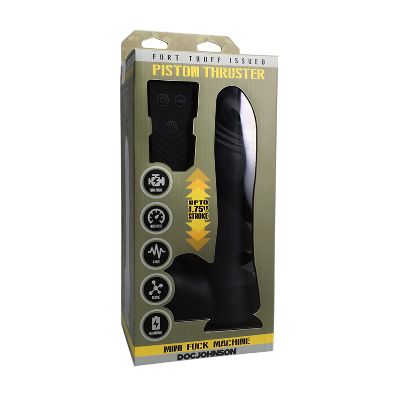 Doc Johnson Fort Troff Piston Thruster – Thrusting stroker with liquid silicone entry and remote control