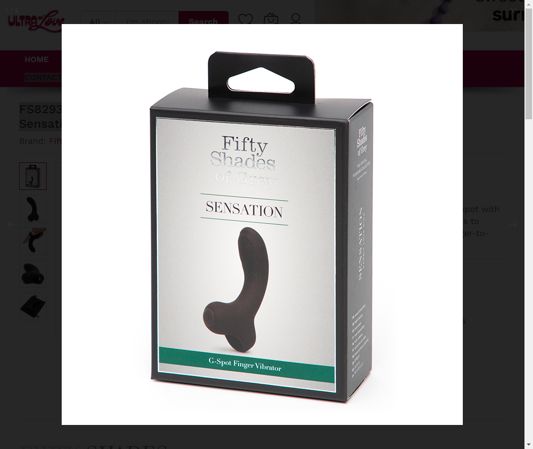 Fifty Shades Sensations Finger G-Spot Vibrator – Curved Dual Stimulation Silicone Toy

