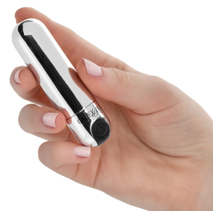 CalExotics Hideaway Bullet vibrator with sleek black travel case