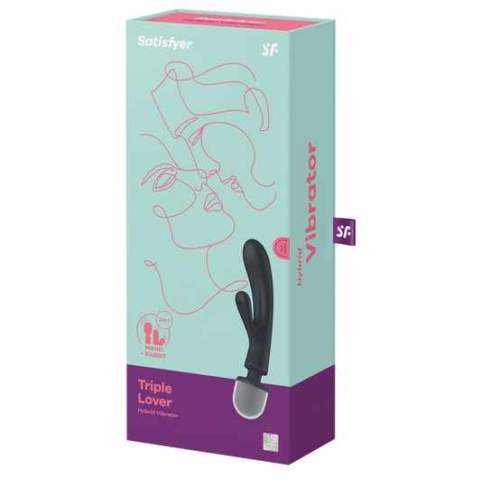 Satisfyer Triple Lover – Grey Dual-Ended Rabbit & Wand Vibrator with 3 Motors