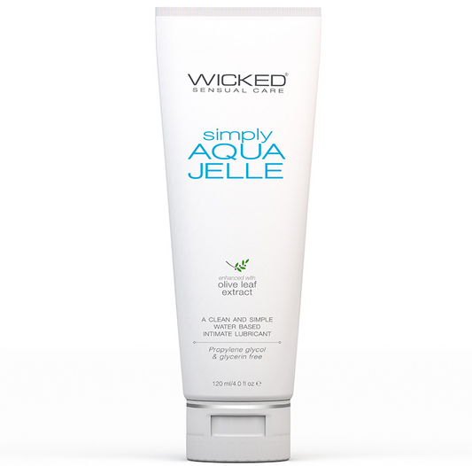Wicked Simply Aqua Jelle Water-Based Lubricant 4 oz – Glycerin-Free Gel Formula