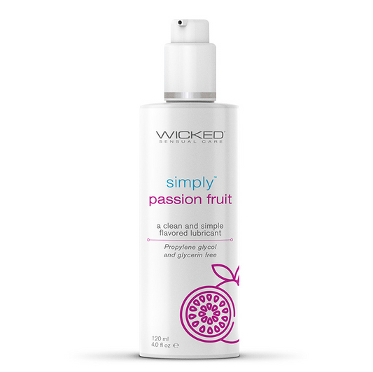 Wicked Simply Passion Fruit Lube – 2.3oz and 4oz edible water-based flavored lubricant with clean ingredients
