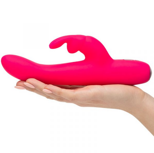 Happy Rabbit Slimline Curve – Pink Rechargeable Slim Rabbit Vibrator with Curved Shaft and Bunny Ears
