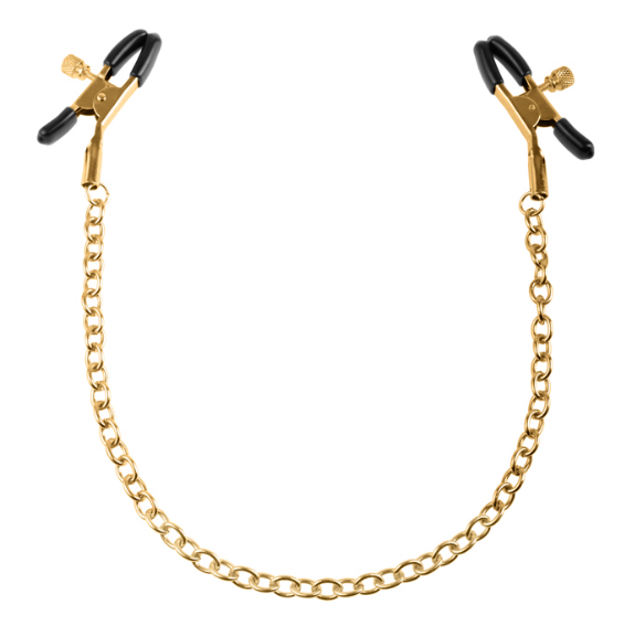 Pipedream Fetish Fantasy Gold Chain Nipple Clamps – Adjustable metal clips with soft tips and elegant gold chain