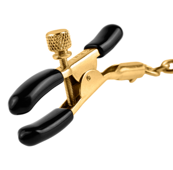 Pipedream Fetish Fantasy Gold Chain Nipple Clamps – Adjustable metal clips with soft tips and elegant gold chain