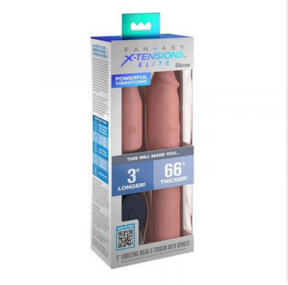 Fantasy X-tensions 9” Elite Sleeve with Vibrating Plug – Penis extension with added girth, vibration, and customizable fit