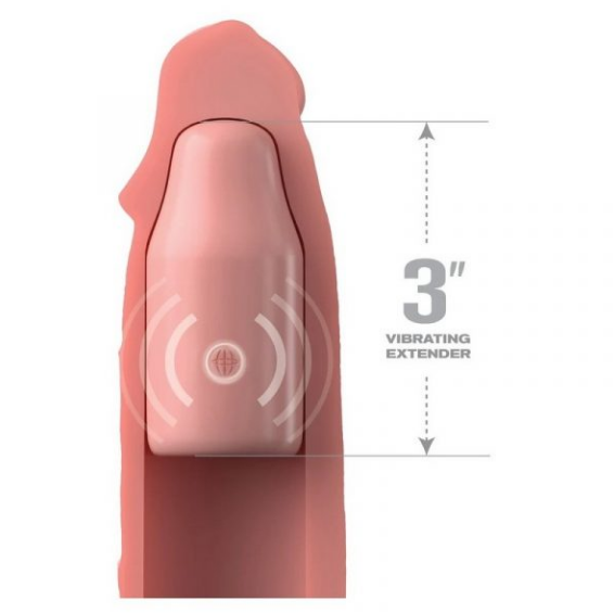Fantasy X-tensions 9” Elite Sleeve with Vibrating Plug – Penis extension with added girth, vibration, and customizable fit