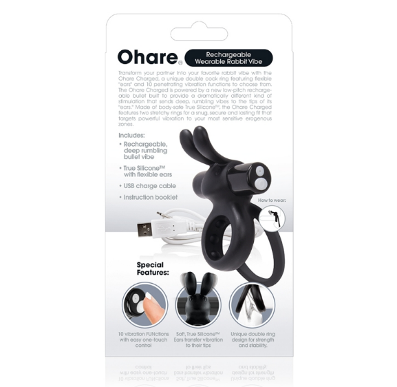Screaming O Charged Ohare Vooom Mini Vibe – Wearable Rabbit Vibrator - Black  / Pink