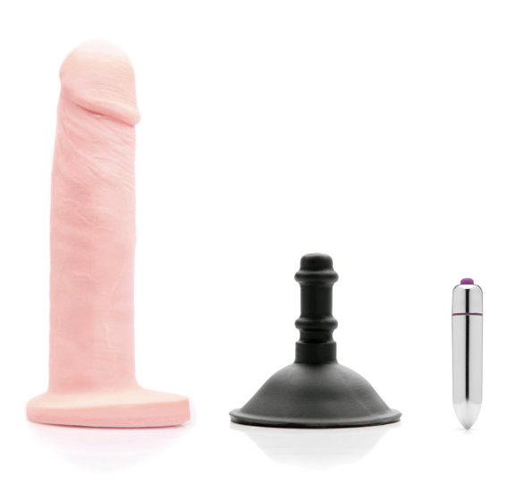 Tantus – Alan Vibrating O2 Dual Density Dildo Kit – Cream