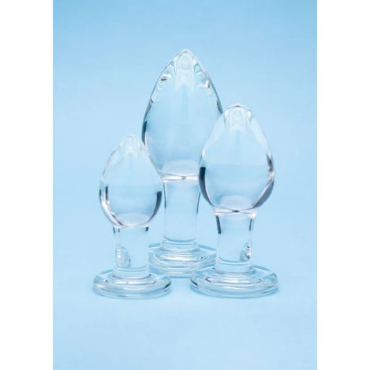 Clarity Utopian Trinity Glass Butt Plug Set