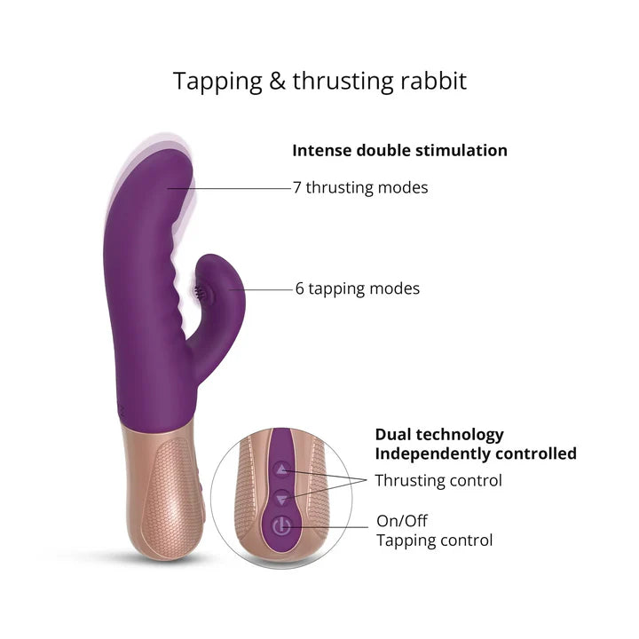 LOVE TO LOVE Sassy Bunny – Thrusting and Tapping Rabbit Vibrator in Pink Silicone
