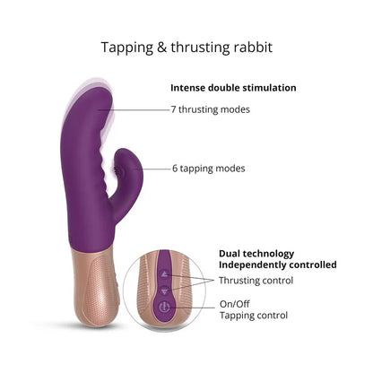 LOVE TO LOVE Sassy Bunny – Thrusting and Tapping Rabbit Vibrator in Pink Silicone