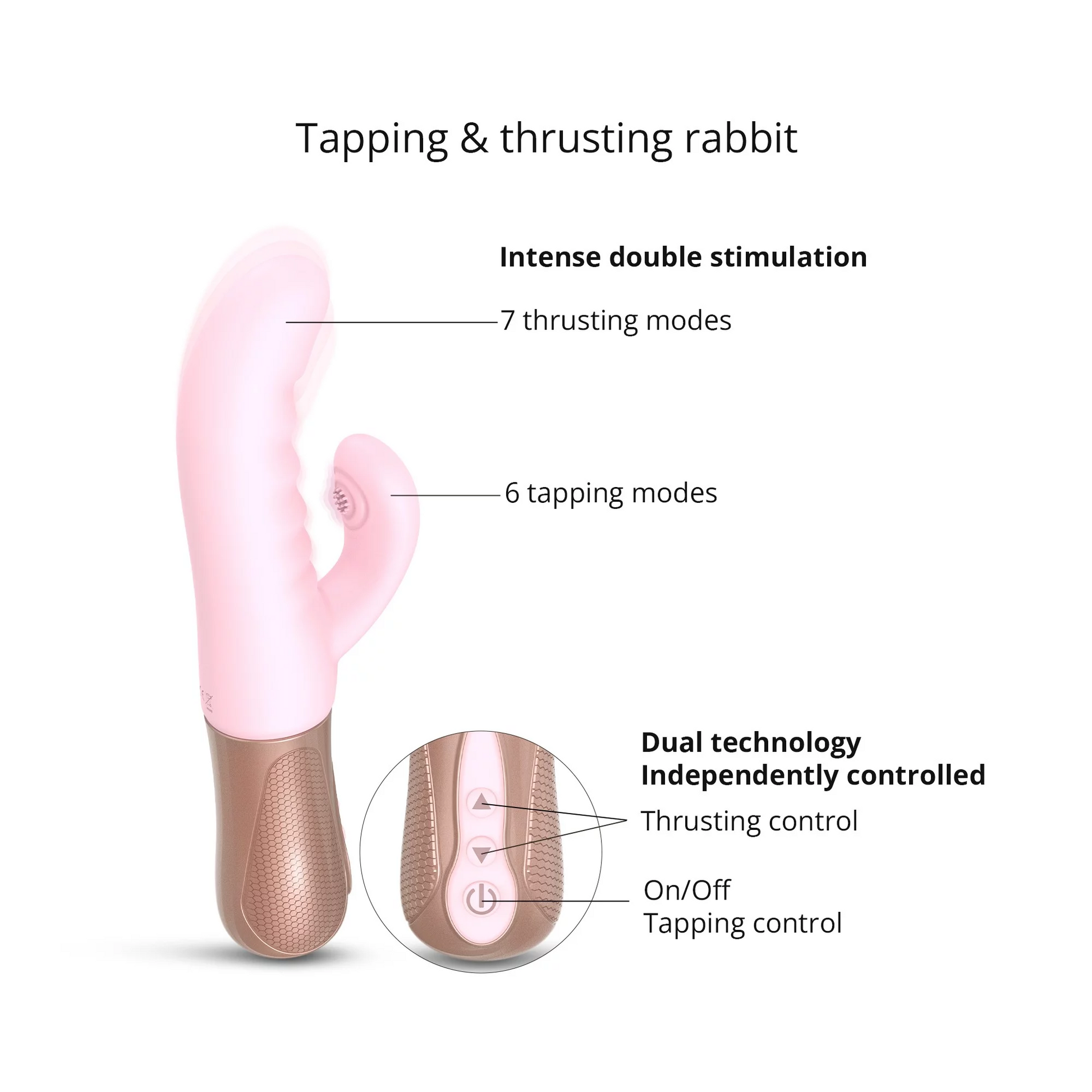 LOVE TO LOVE Sassy Bunny – Thrusting and Tapping Rabbit Vibrator in Pink Silicone