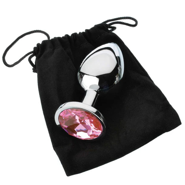 Adam and Eve pink gem anal plug set 3 piece metal plugs graduated sizes polished aluminum