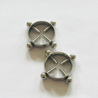 Pair of stainless steel 4-screw nipple press rings