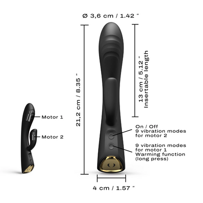 Dorcel Flexi Rabbit Warming Vibrator shown bent to emphasize flexibility
