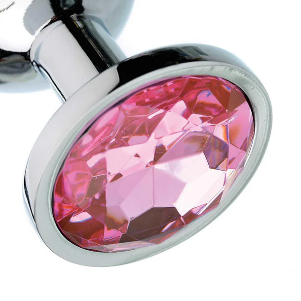 Adam and Eve pink gem anal plug set 3 piece metal plugs graduated sizes polished aluminum