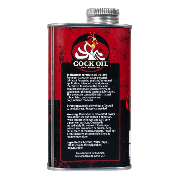Cock Oil water-based lubricant 9 oz metal can with inner plastic liner