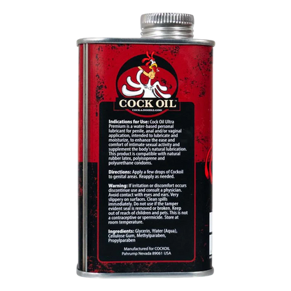 Cock Oil water-based lubricant 9 oz metal can with inner plastic liner