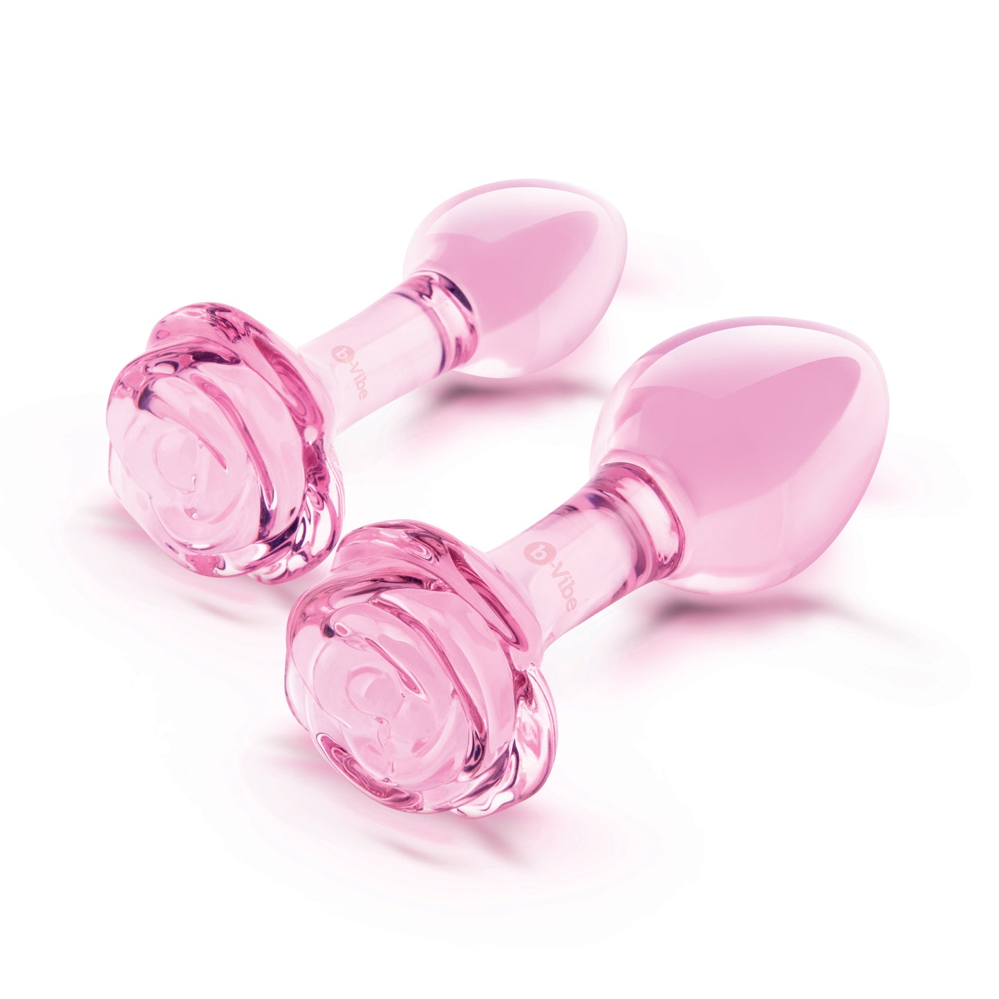 Pink Roses Glass Butt Plug Training Set
