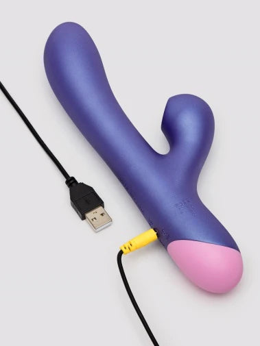 G-spot and clitoral rabbit vibrator with air pressure and vibration combo