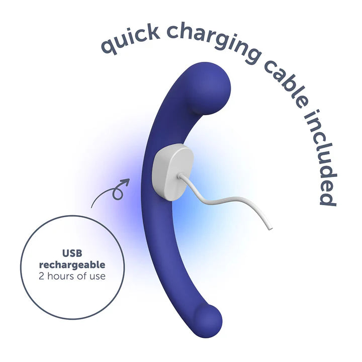 plusOne dual vibrating arc gender-inclusive vibrator made from body-safe silicone