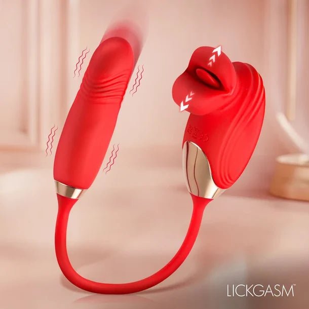 XR Lickgasm Bliss Kiss Clitoral Stimulator with Thrusting Vibrator