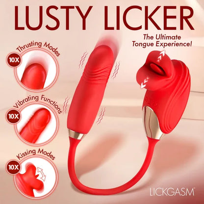XR Lickgasm Bliss Kiss Clitoral Stimulator with Thrusting Vibrator