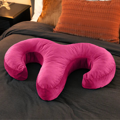 Liberator Arie Duo Spooning Pillow with hidden vibrator pockets and Rouge Palm included
