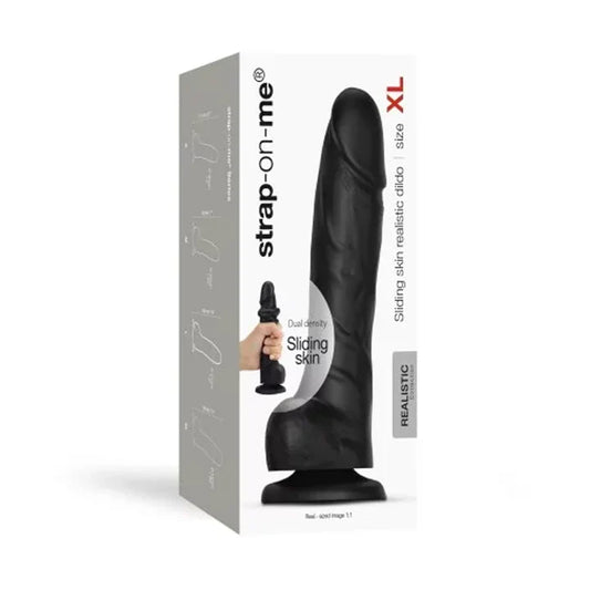 Strap On Me Sliding Skin Realistic Black Dildo – Dual Density Silicone dildo