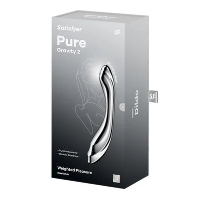 Satisfyer Pure Gravity 2 stainless steel curved dildo with rippled texture