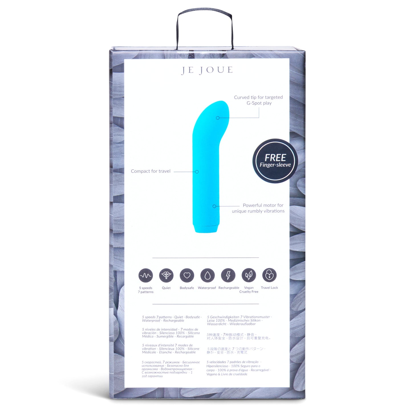 Vibrator highlighting ergonomic bend for clitoral and G-spot stimulation