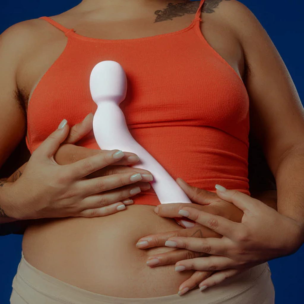 Rechargeable wand vibrator with magnetic USB and travel lock