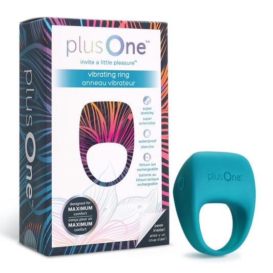 PlusOne Vibrating Ring front view with wide stimulation head