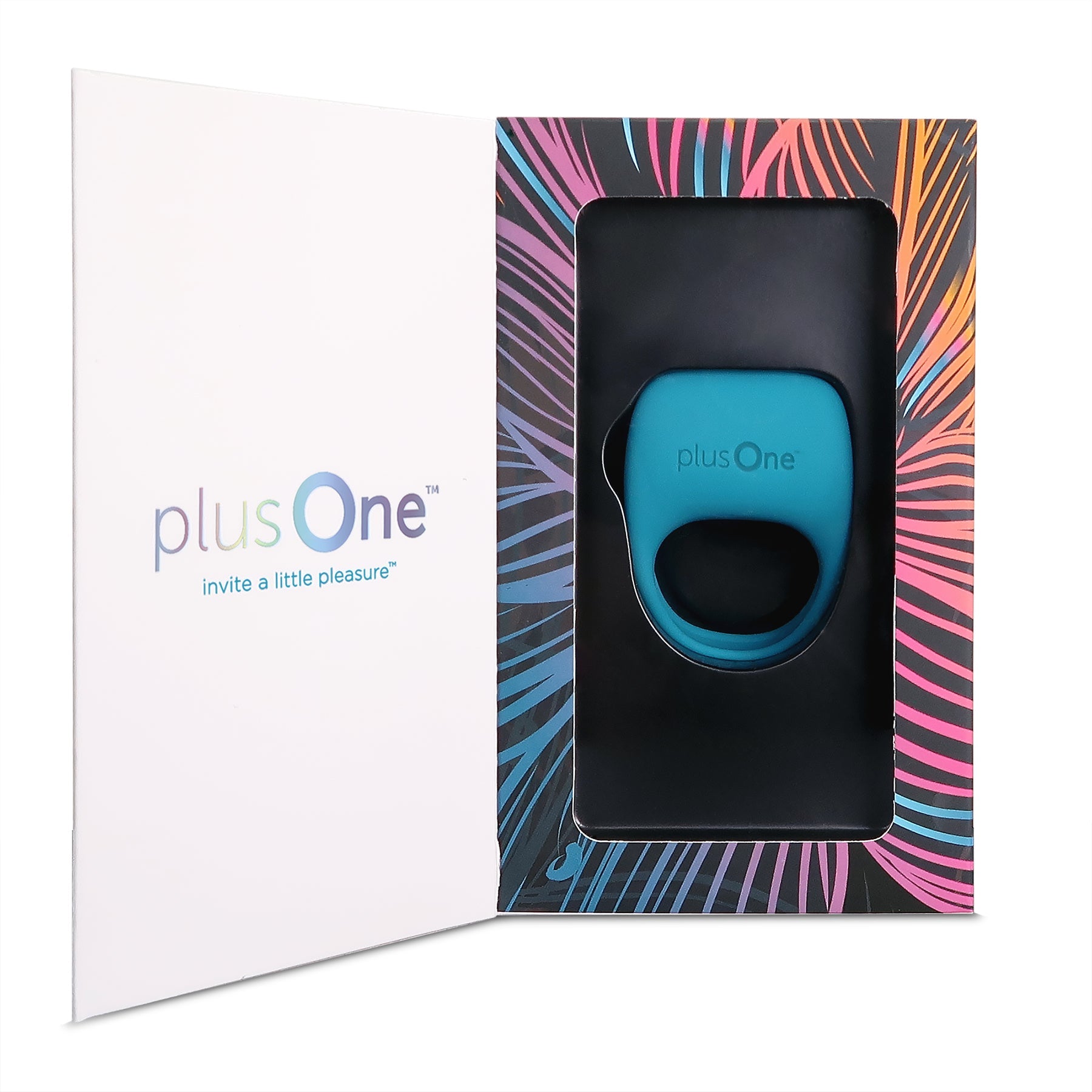 PlusOne Vibrating Ring packaging with USB cable