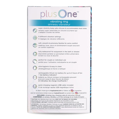 PlusOne Vibrating Ring packaging with USB cable

