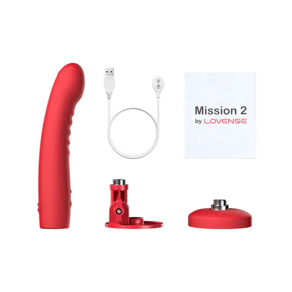Lovense Mission 2 app-controlled vibrating suction cup dildo with adjustable angle and body-safe materials
