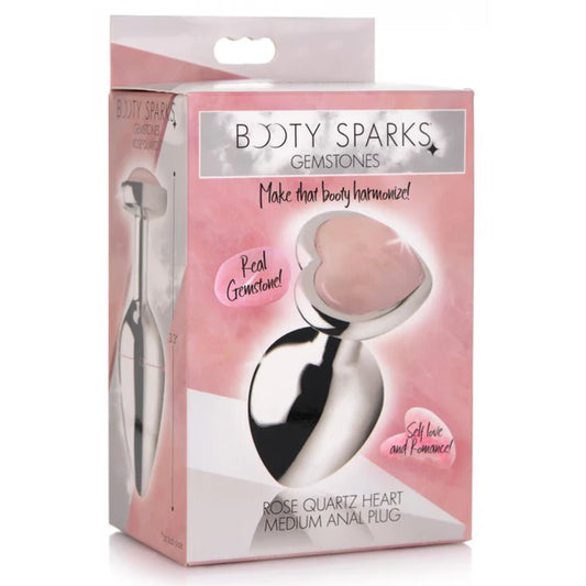 Gemstones Rose Quartz Heart Medium Anal Plug