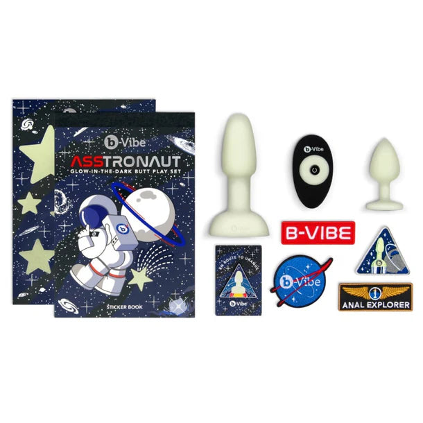 b-Vibe Asstronaut Glow-in-the-Dark Butt Play Set with rotating plug and beginner-friendly anal toys – PurpleNight.ca