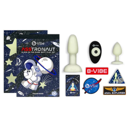 b-Vibe Asstronaut Glow-in-the-Dark Butt Play Set with rotating plug and beginner-friendly anal toys – PurpleNight.ca