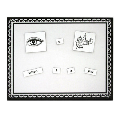 Copulus Love and Romance magnetic word game with romantic image tiles and receptor pads