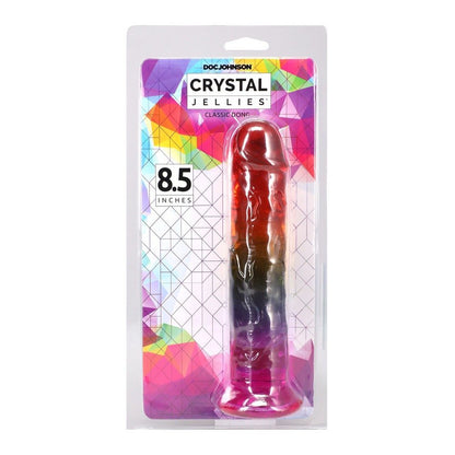 Doc Johnson 8.5 inch Crystal Jellies Rainbow Dong translucent realistic dildo with suction base