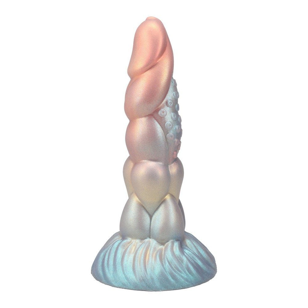 The Milky Way Vac-U-Lock silicone fantasy dildo in pearlized blue, white, and yellow
