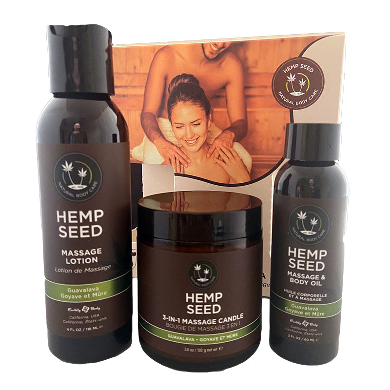 Earthly Body Hemp Seed Massage Gift Box – 3-Piece Set