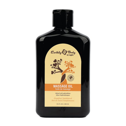 Earthly Body Aphrodisiac Massage Oil – Hemp-infused body oil with vitamin E in sensual amber bottle