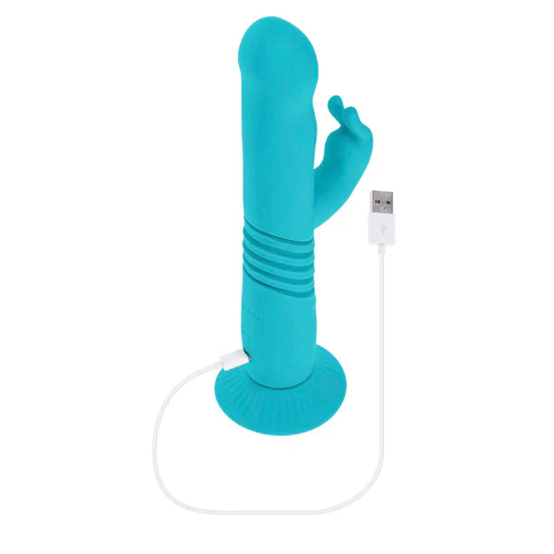 Evolved Bunny Hop thrusting rabbit vibrator dual motor waterproof rechargeable silicone vibrator
