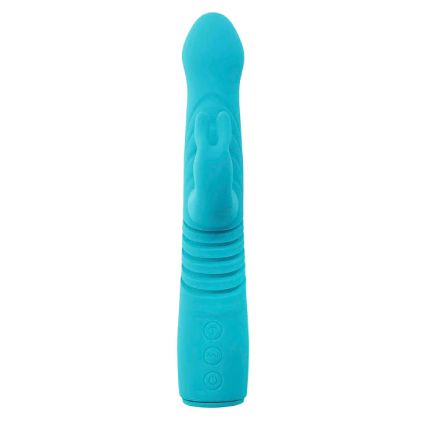 Evolved Bunny Hop thrusting rabbit vibrator dual motor waterproof rechargeable silicone vibrator